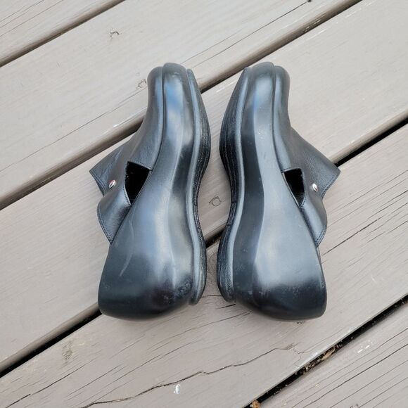 Vintage 90s y2k Tommy Hilfiger Bratz Black Leather Platform Wedge Chunky Mules 6 - Picture 2 of 9